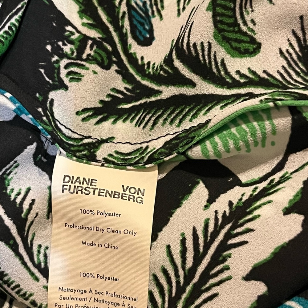 Diane Von Furstenberg Katsia Sleeveless Wrap Midi Dress Green Black Size 8 - Picture 12 of 12